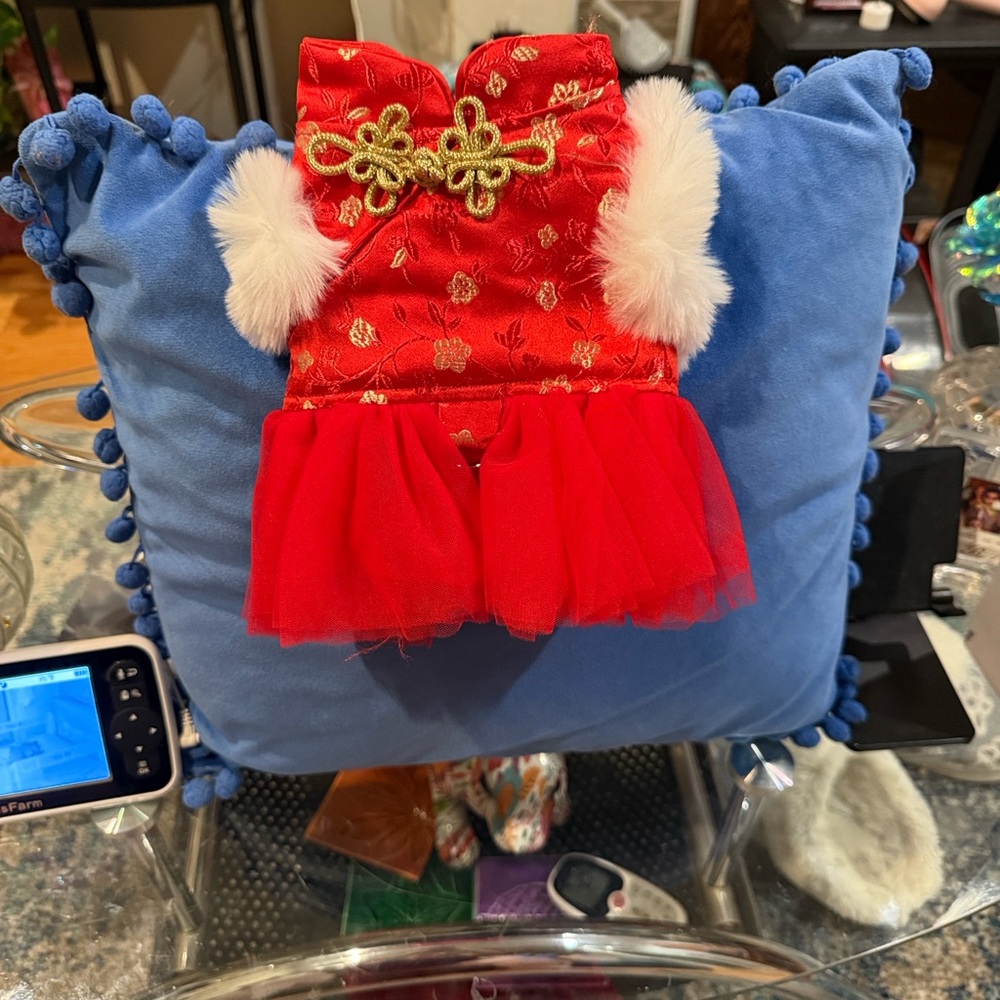 SHEIN Red Pet Cat Outfit with Gold Accents used one time just for pictures